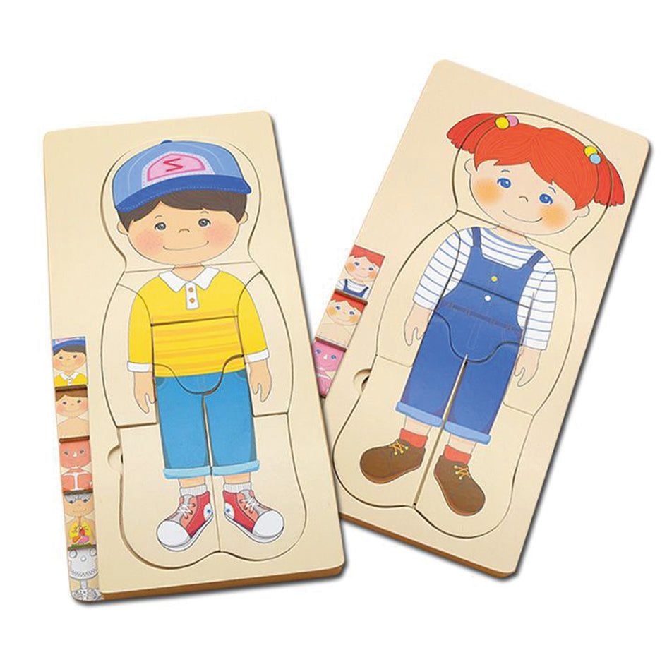 Lag på lag trepuslespill om kroppen