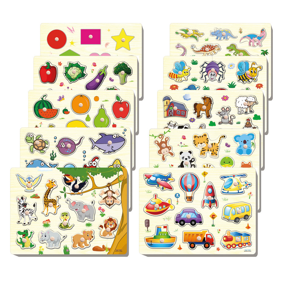 Knottepuslespill i tre, sett med 10 stk