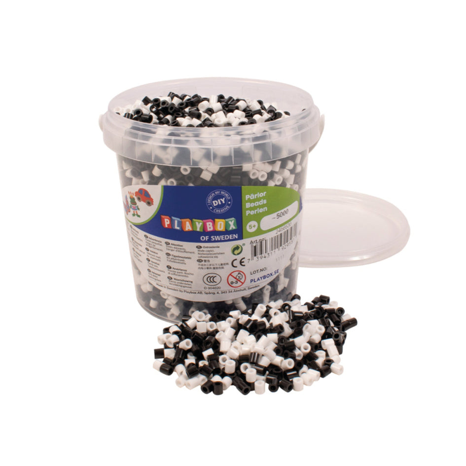 Svart og hvit rørperler, 5.000 stk