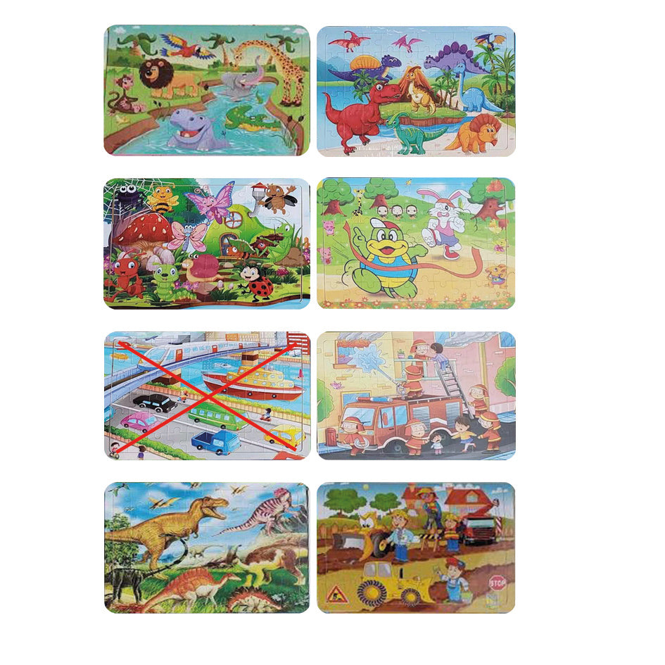 Puslespill 7 stk, 60 brikker